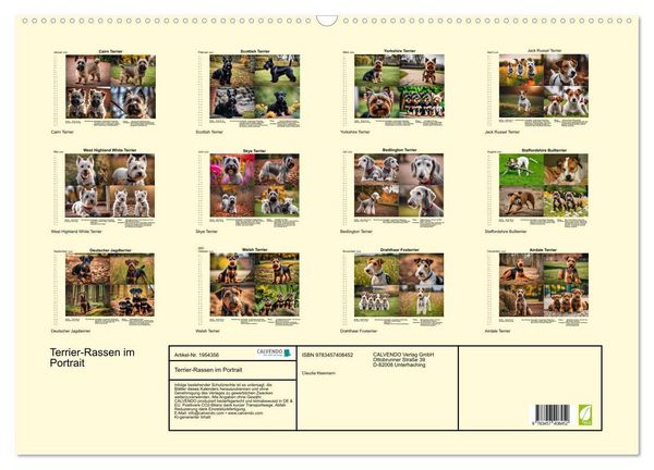 Produktbild: Terrier-Rassen im Portrait (Wandkalender 2026 DIN A2 quer), CALVENDO Monatskalender