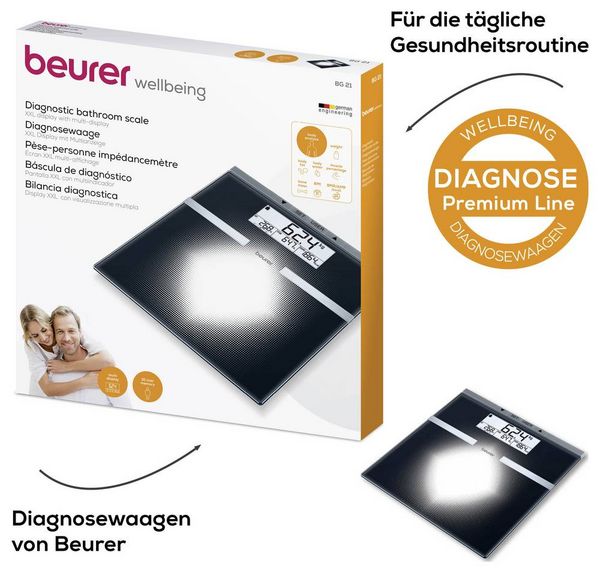 Produktbild: Beurer BG 21 K&ouml;rperanalysewaage 76430 digital W&auml;gebereich (max.)=180kg Silber