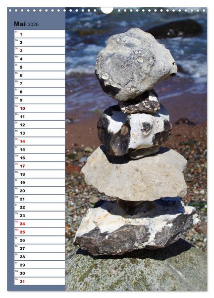Produktbild: Steinmanderl - Der Steinm&auml;nnchen Geburtstagskalender (Wandkalender 2026 DIN A3 hoch), CALVENDO Monatskalender