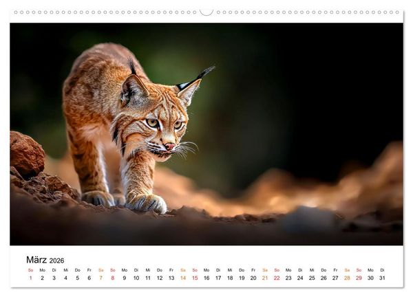 Produktbild: Luchse - die Stimme der Wildnis (hochwertiger Premium Wandkalender 2026 DIN A2 quer), Kunstdruck in Hochglanz