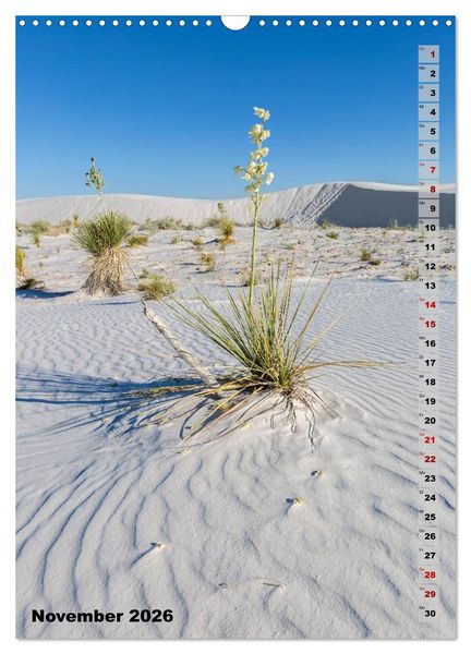 Produktbild: WHITE SANDS NATIONAL MONUMENT W&uuml;stenimpressionen (Wandkalender 2026 DIN A3 hoch), CALVENDO Monatskalender