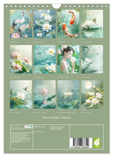 Produktbild: Tiere und Natur - Asienstil (Wandkalender 2026 DIN A4 hoch), CALVENDO Monatskalender