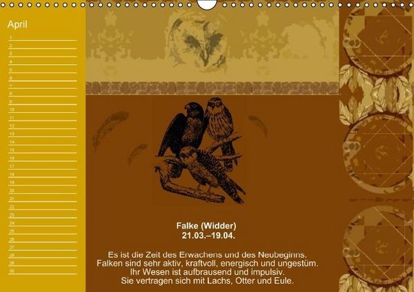 Produktbild: Indianisches Horoskop / Geburtstagskalender (Wandkalender immerw&auml;hrend DIN A3 quer)