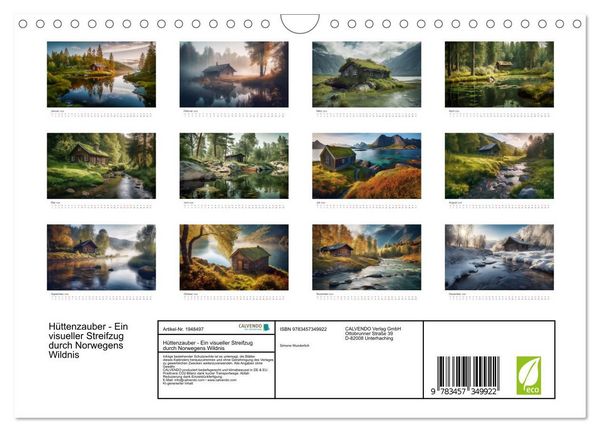 Produktbild: H&uuml;ttenzauber - Ein visueller Streifzug durch Norwegens Wildnis (Wandkalender 2026 DIN A4 quer), CALVENDO Monatskalender