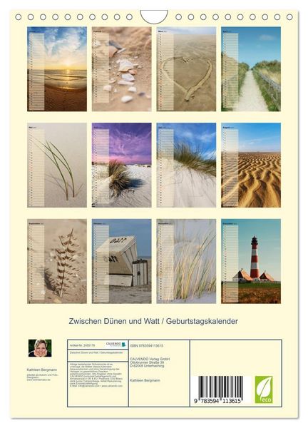 Produktbild: Zwischen D&uuml;nen und Watt / Geburtstagskalender (Wandkalender 2027 DIN A4 hoch), CALVENDO Monatskalender