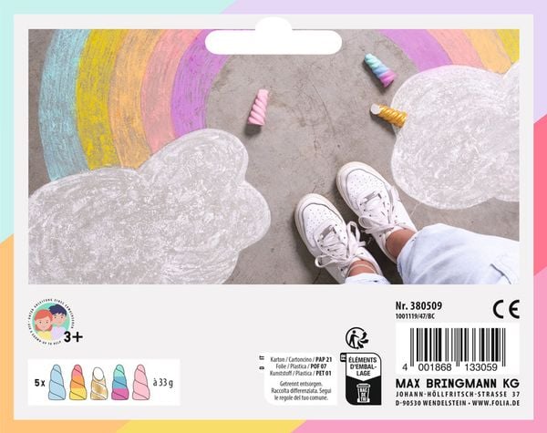 Produktbild: Einhorn Straßenmalkreide, 5 Stück à 35g, farbig sortiert