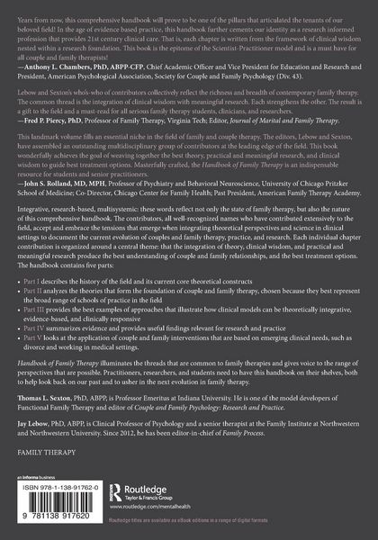 Produktbild: Handbook of Family Therapy