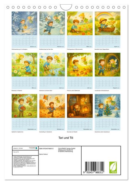Produktbild: Tari und Tili (Wandkalender 2026 DIN A4 hoch), CALVENDO Monatskalender