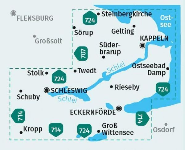 Produktbild: KOMPASS Wanderkarte 708 Ostseefjord Schlei, Schleswig 1:35.000