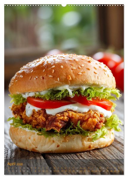 Produktbild: Burger Kalender - Foodporn f&uuml;r echte Burgerfans (hochwertiger Premium Wandkalender 2026 DIN A2 hoch), Kunstdruck in Hochglanz