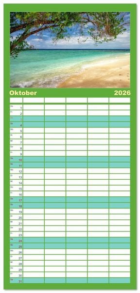 Produktbild: Familienplaner 2026 - Malerische Malediven mit 5 Spalten (Wandkalender, 21 x 45 cm) CALVENDO