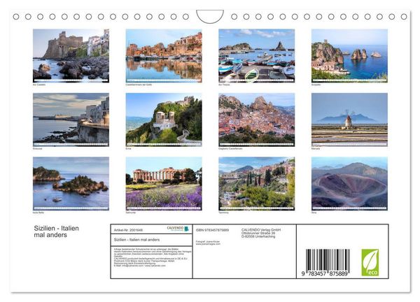 Produktbild: Sizilien - Italien mal anders (Wandkalender 2026 DIN A4 quer), CALVENDO Monatskalender