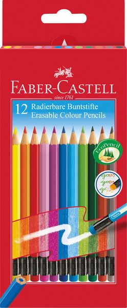 Faber-Castell Farbstifte radierbar, 12 Farben