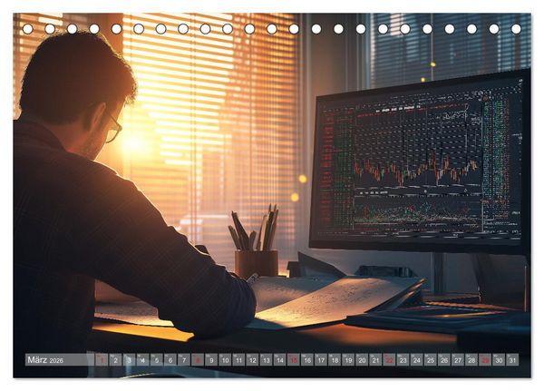 Produktbild: B&ouml;rsenkalender &ndash; der Kalender f&uuml;r Aktien, Trader und B&ouml;rsenprofis. (Tischkalender 2026 DIN A5 quer), CALVENDO Monatskalender