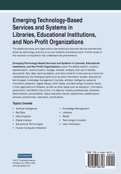 Produktbild: Emerging Technology-Based Services and Systems in Libraries, Educational Institutions, and Non-Profit Organizations