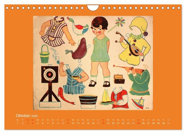 Produktbild: Alte europ&auml;ische Ankleidepuppen aus Papier (Wandkalender 2026 DIN A4 quer), CALVENDO Monatskalender