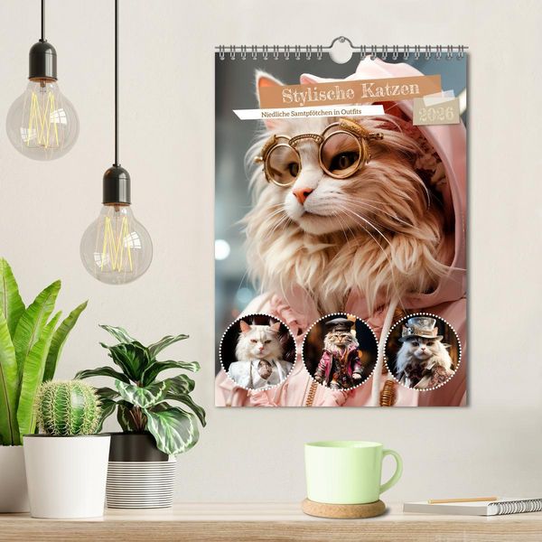 Produktbild: Stylische Katzen (Wandkalender 2026 DIN A4 hoch), CALVENDO Monatskalender