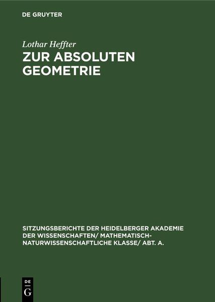 Produktbild: Zur absoluten Geometrie