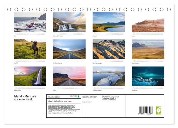Produktbild: Island - Mehr als nur eine Insel. (Tischkalender 2026 DIN A5 quer), CALVENDO Monatskalender