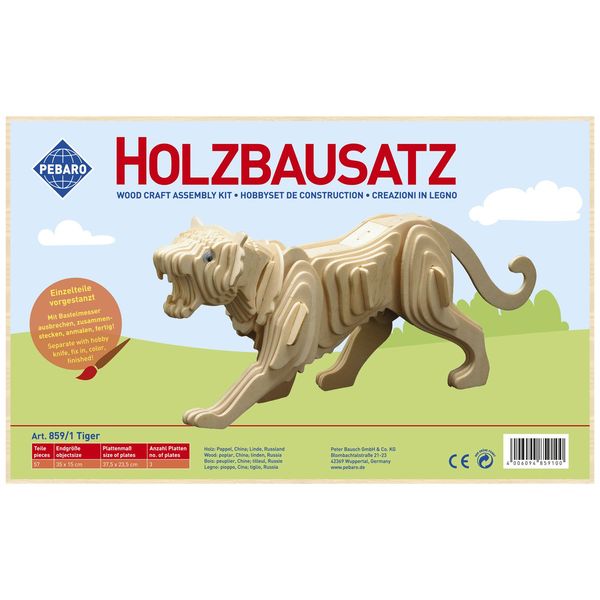 Produktbild: PEBARO 859/1 - Holzbausatz Tiger, 57 Teile, Holzkonstruktion zum Zusammenstecken