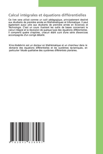 Produktbild: Calcul int&eacute;grales et &eacute;quations diff&eacute;rentielles