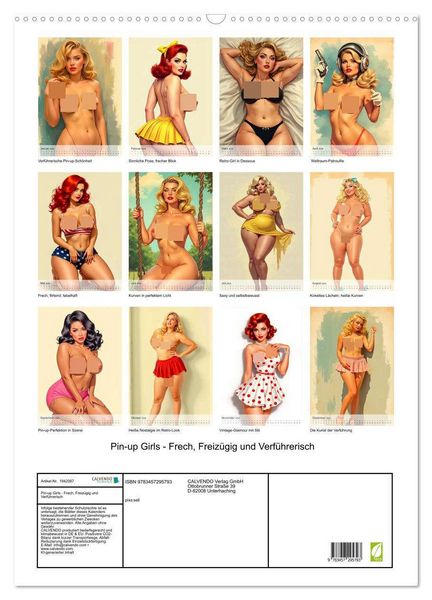 Produktbild: Pin-up Girls - Frech, Freiz&uuml;gig und Verf&uuml;hrerisch (Wandkalender 2026 DIN A2 hoch), CALVENDO Monatskalender