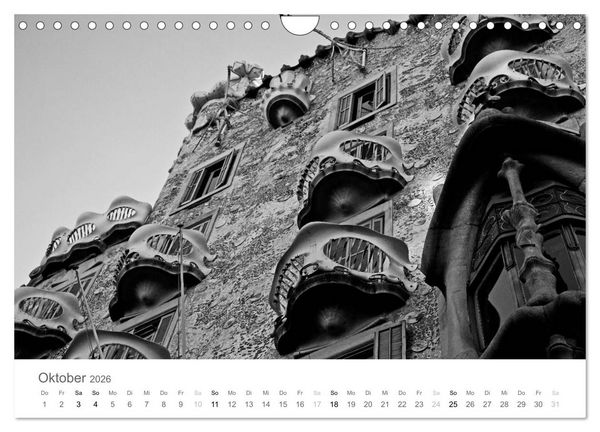 Produktbild: BARCELONA [black/white] (Wandkalender 2026 DIN A4 quer), CALVENDO Monatskalender