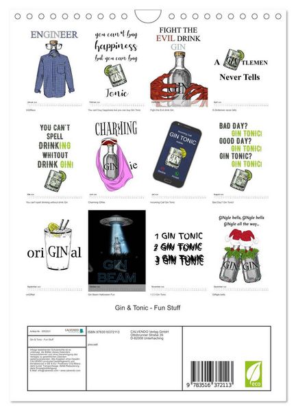 Produktbild: Gin & Tonic - Fun Stuff (Wandkalender 2026 DIN A4 hoch), CALVENDO Monatskalender