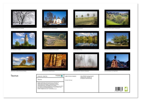 Produktbild: Taunus (Wandkalender 2026 DIN A2 quer), CALVENDO Monatskalender