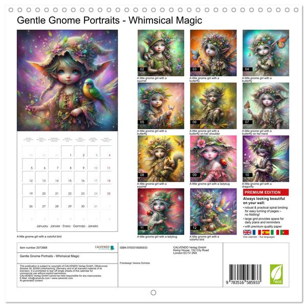 Produktbild: Gentle Gnome Portraits - Whimsical Magic (Wall Calendar 2026 12 &times; 12 Inch) CALVENDO 12 Month Wall Calendar