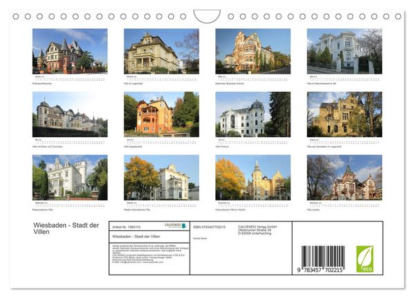 Produktbild: Wiesbaden - Stadt der Villen (Wandkalender 2026 DIN A4 quer), CALVENDO Monatskalender