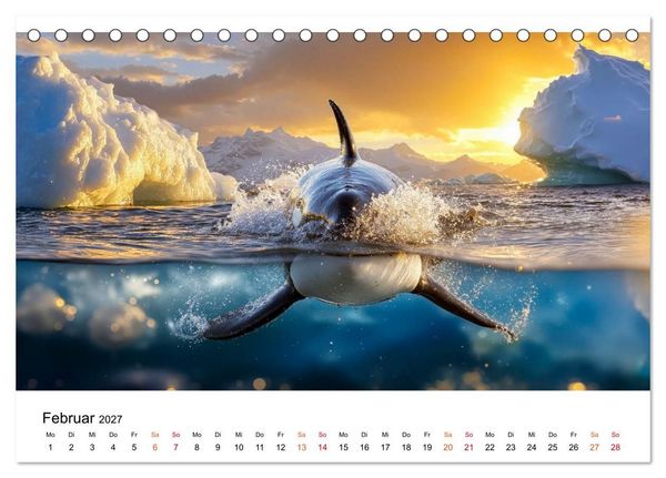 Produktbild: Orcas - ein Jahr voller Meer (Tischkalender 2027 DIN A5 quer), CALVENDO Monatskalender