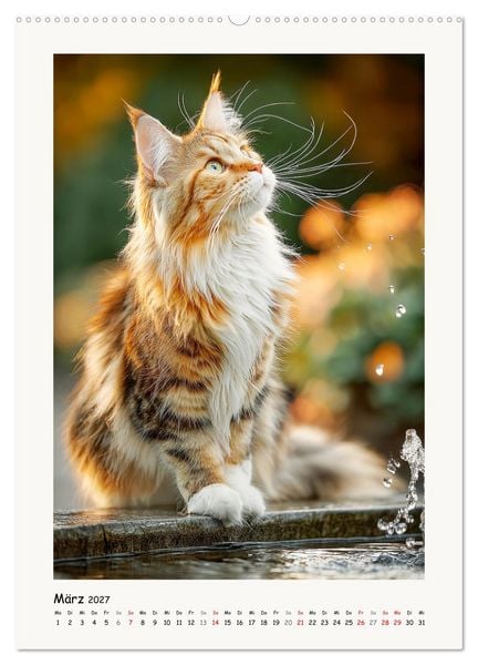 Produktbild: Main-Coon-Katzen. Sanfte Riesen im Gr&uuml;nen (Wandkalender 2027 DIN A2 hoch), CALVENDO Monatskalender