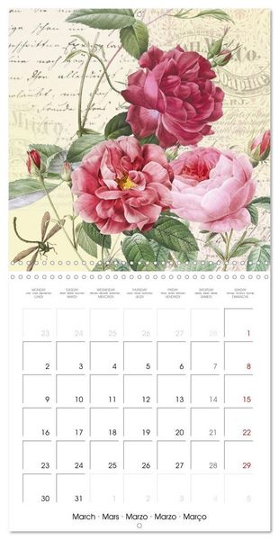 Produktbild: Dans le jardin de Monsieur Pierre-Joseph Redout&eacute; (Calendrier mural carr&eacute; 2026 30x30 cm) Calendrier double avec une page pour vos prises de notes