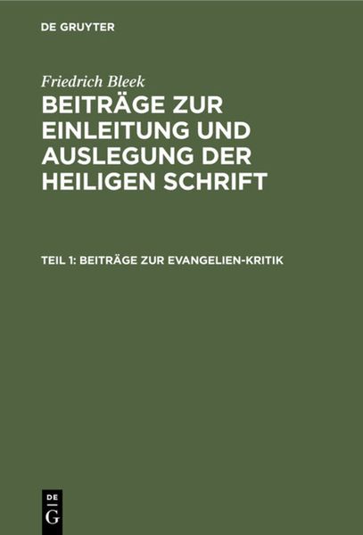 Produktbild: Beitr&auml;ge zur Evangelien-Kritik
