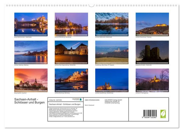 Produktbild: Sachsen-Anhalt - Schl&ouml;sser und Burgen (hochwertiger Premium Wandkalender 2027 DIN A2 quer), Kunstdruck in Hochglanz