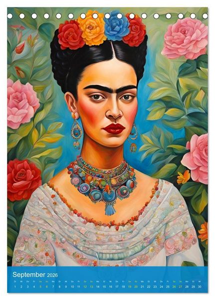 Produktbild: Gefangen in Normen. Frida Kahlo inspiriert. Flor de mi alma (Tischkalender 2026 DIN A5 hoch), CALVENDO Monatskalender