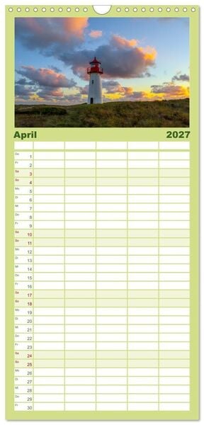Produktbild: Familienplaner 2027 - Sylt - Magie der Abendstunden mit 5 Spalten (Wandkalender, 21 x 45 cm) CALVENDO