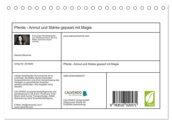 Produktbild: Pferde - Anmut und St&auml;rke gepaart mit Magie (Tischkalender 2026 DIN A5 quer), CALVENDO Monatskalender