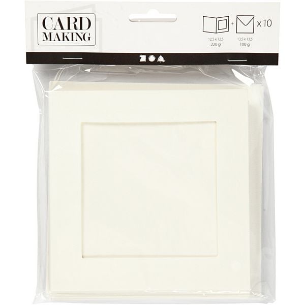 Produktbild: Creativ Company Passepartout-Karten mit Kuvert, Kartengr&ouml;&szlig;e , 12,5x12,5 cm, Umschlaggr&ouml;&szlig;e 13,5x13,5 cm, Naturwei&szlig;, 10er Set