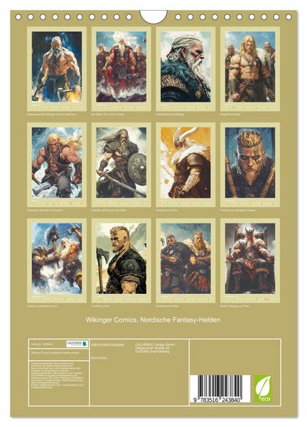Produktbild: Wikinger Comics. Nordische Fantasy-Helden (Wandkalender 2026 DIN A4 hoch), CALVENDO Monatskalender
