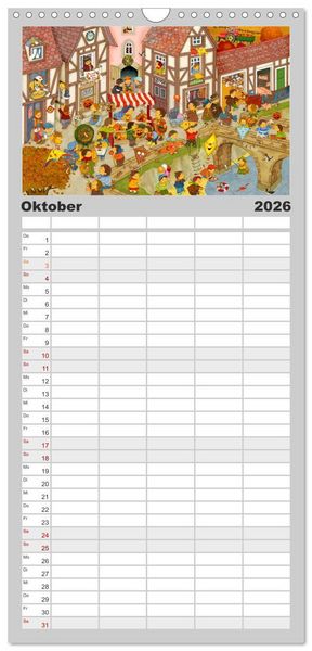 Produktbild: Familienplaner 2026 - Meine kleine Wimmelwelt mit 5 Spalten (Wandkalender, 21 x 45 cm) CALVENDO