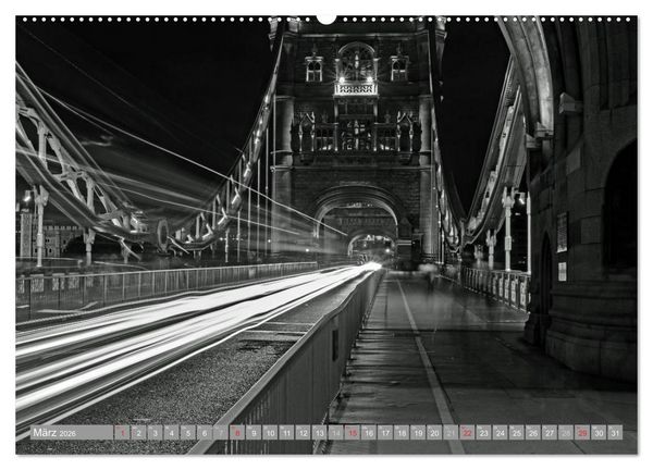 Produktbild: London in Schwarz-Wei&szlig; (hochwertiger Premium Wandkalender 2026 DIN A2 quer), Kunstdruck in Hochglanz