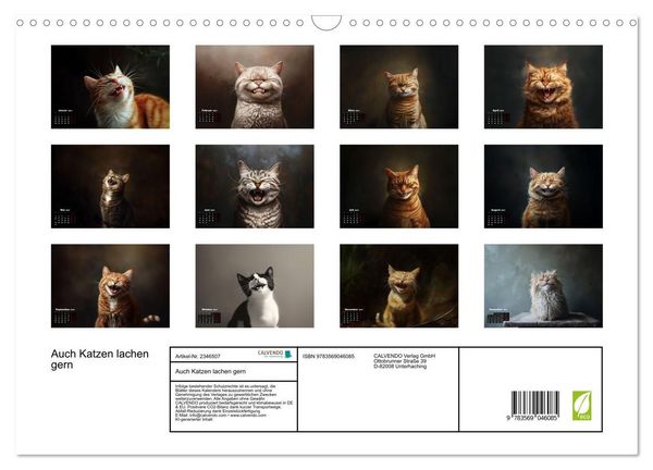 Produktbild: Auch Katzen lachen gern (Wandkalender 2027 DIN A3 quer), CALVENDO Monatskalender