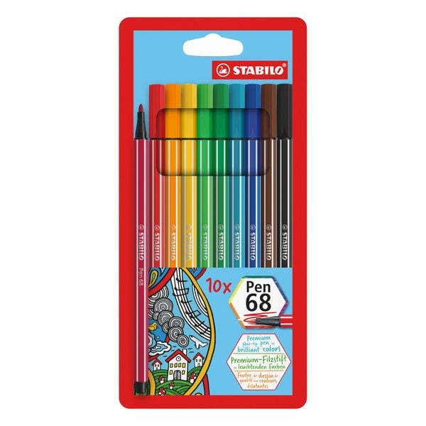 Produktbild: STABILO Premium-Filzstift -   Pen 68 - 10er Pack - mit 10 verschiedenen Farben