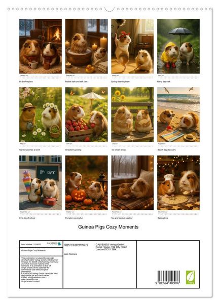 Produktbild: Guinea Pigs Cozy Moments (High Quality Premium Wall Calendar 2027 DIN A2 portrait),CALVENDO 12 Month Wall Calendar
