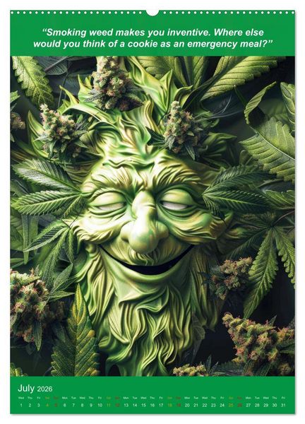 Produktbild: The funniest cannabis pictures and slogans (Wall Calendar 2026 DIN A2 portrait), CALVENDO 12 Month Wall Calendar