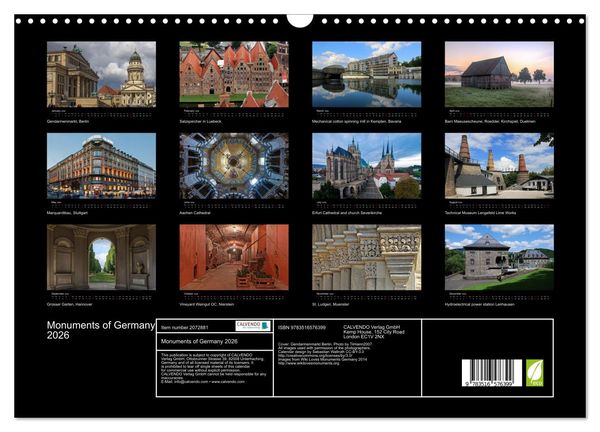 Produktbild: Monuments of Germany 2026 (Wall Calendar 2026 DIN A3 landscape), CALVENDO 12 Month Wall Calendar