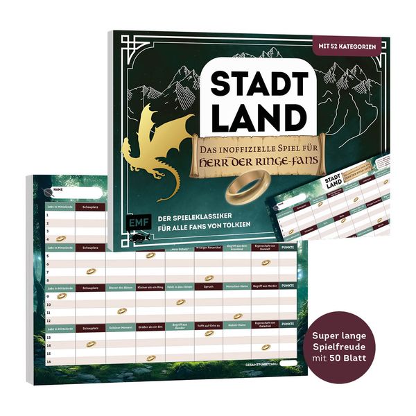 Produktbild: Stadt, Land, das inoffizielle Spiel f&uuml;r Herr der Ringe-Fans &ndash; Der Spieleklassiker f&uuml;r alle Fans von Tolkien