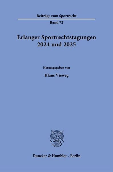 Produktbild: Erlanger Sportrechtstagungen 2024 und 2025